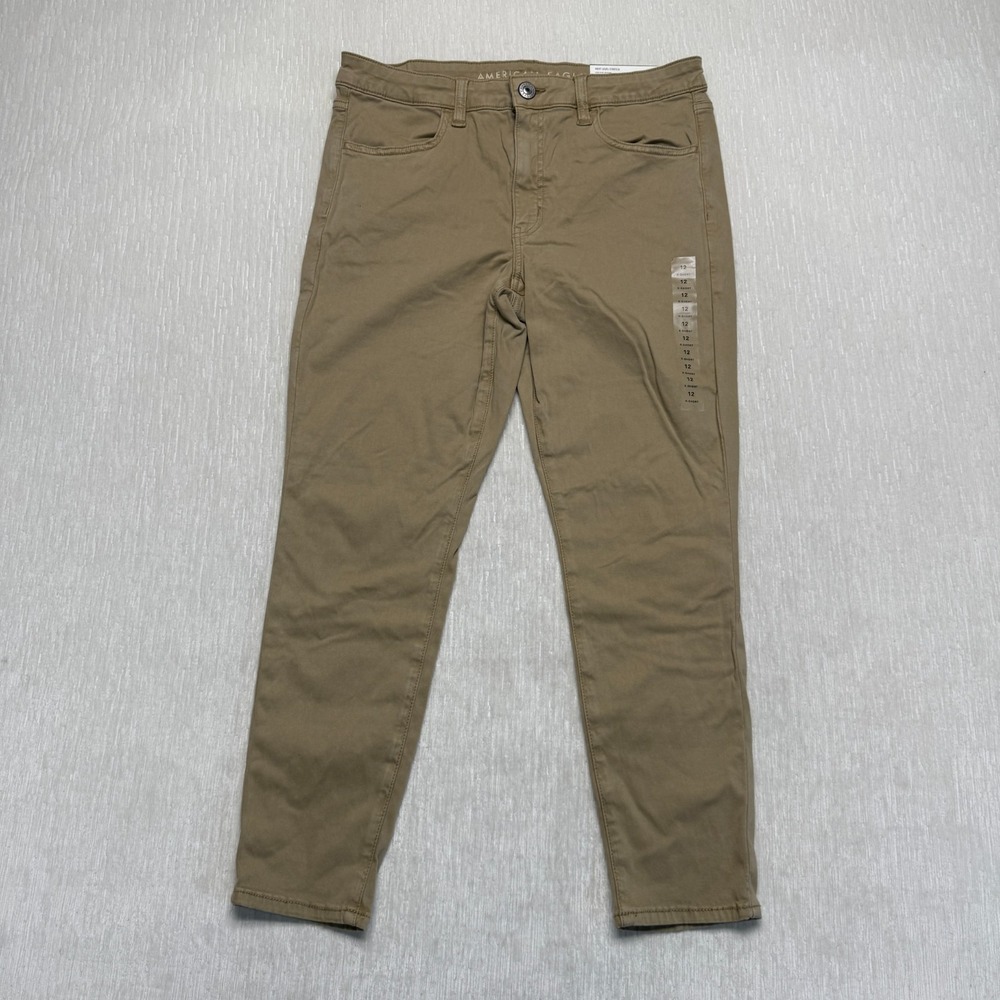 American Eagle Outfitters Jegging Pants Women 12 X-Short Khaki Stretch High Rise